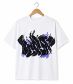 White Courtroom Graphic T-Shirt – Abstract Flame Art Streetwear Tee (Unisex)